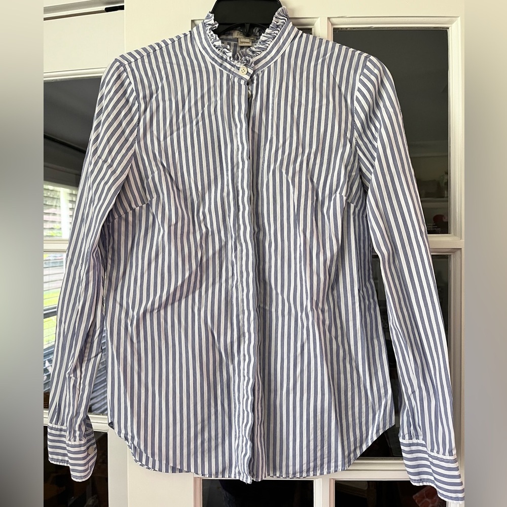 Jcrew factory ruffle neck button down